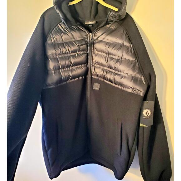 Volcom Full Zip Jacket Mens Size XL Black Fleece Lined Hooded Earth Tripper - Picture 2 of 15